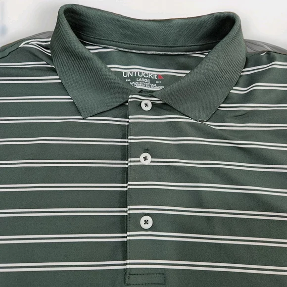 Untuckit Polo Shirt Mens Large Golf Cronos Double Stripe Short Sleeves - Picture 1 of 9